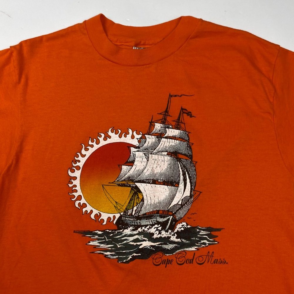 Vintage 70s 80s Cape Cod Massachusetts T Shirt Mens Small Schooner Sailing USA - Picture 3 of 10